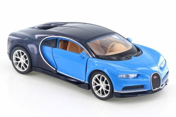 Bugatti Chiron Blue 4.5" Diecast Model Pullback - Welly - 43738