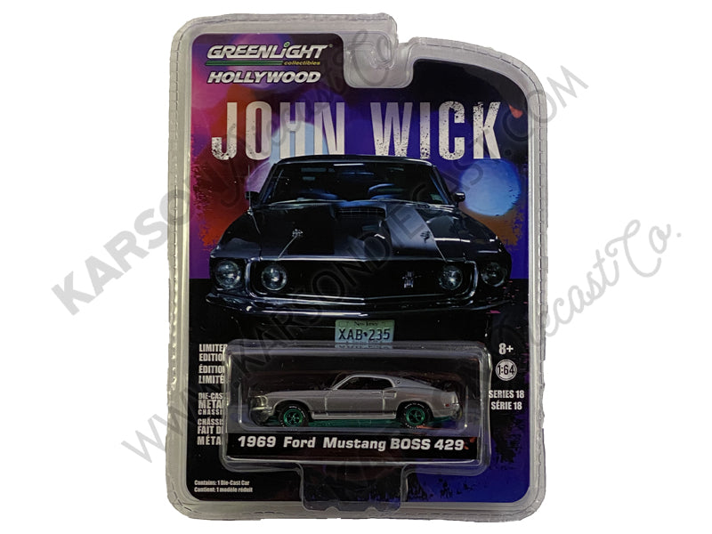 1969 Ford Mustang Boss Hollywood Series 18 John Wick 1:64 Scale Diecast Model - Greenlight - 44780E-CHASE GREEN MACHINE