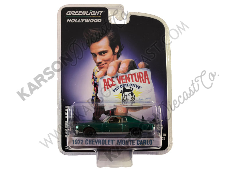 1972 Chevrolet Monte Carlo Light Blue (A Beat Up) "Ace Ventura: Pet Detective" (1994) Movie "Hollywood Series" Release 25 1/64 Diecast Model Car - Greenlight - 44850F - CHASE GREEN MACHINE