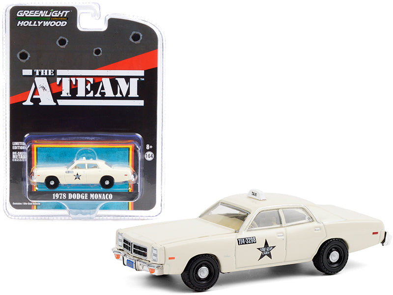 1978 Dodge Monaco Taxi Cream "Lone Star Cab Co." "The A-Team" TV Series "Hollywood Special Edition" 1:64 Diecast Model Car - Greenlight 44865B