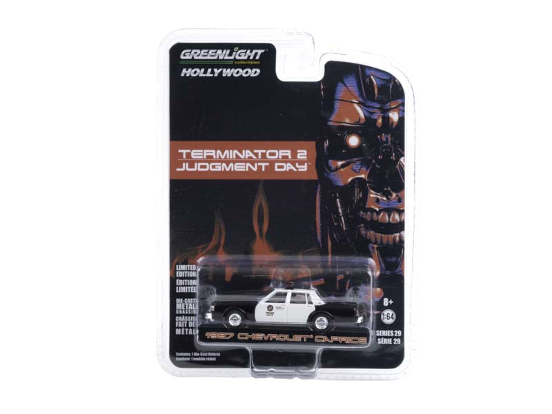 CHASE 1987 Chevrolet Caprice Metropolitan Police - Terminator 2: Judgment Day (Hollywood Series 29) Diecast 1:64 Scale Model - Greenlight 44890F