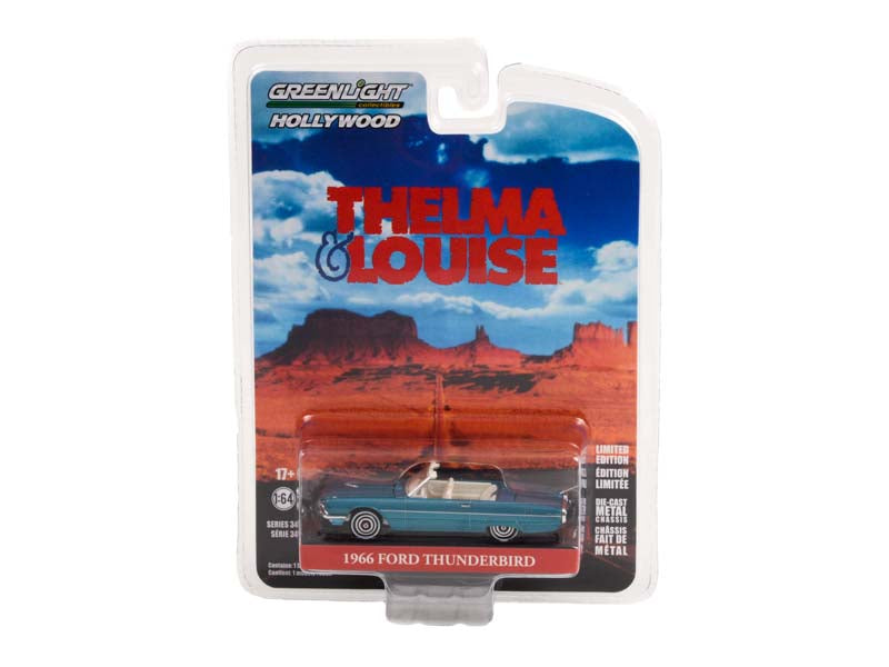 1966 Ford Thunderbird Convertible - Thelma & Louise (Hollywood) Series 34 Diecast 1:64 Scale Model - Greenlight 44940E