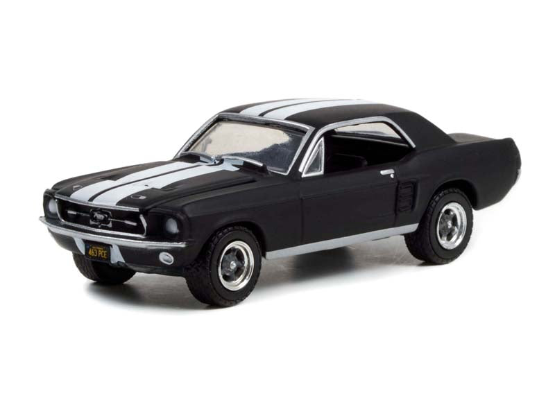 1967 Ford Mustang Coupe - Black w/ White Stripes - Creed II (Hollywood) Series 35 Diecast 1:64 Model - Greenlight 44950F