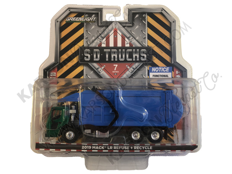 2019 Mack LR Refuse & Recycle Garbage Truck Blue "S.D. Trucks" Series 7 1:64 Diecast Model - Greenlight - 45070C - CHASE GREEN MACHINE