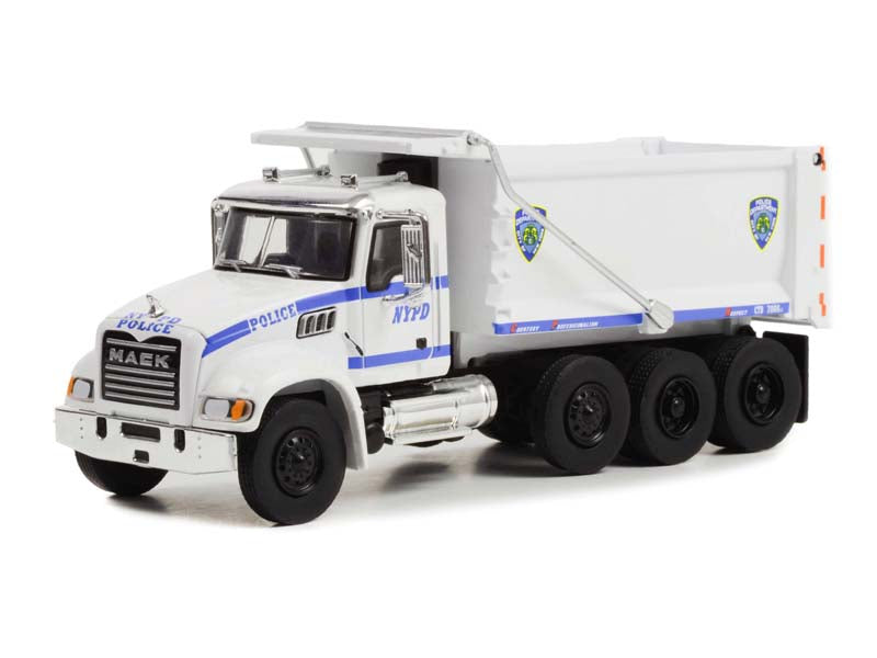 2019 Mack Granite Dump Truck - New York City Police Dept NYPD (S.D. Trucks) Series 16 Diecast 1:64 Scale Model - Greenlight 45160B