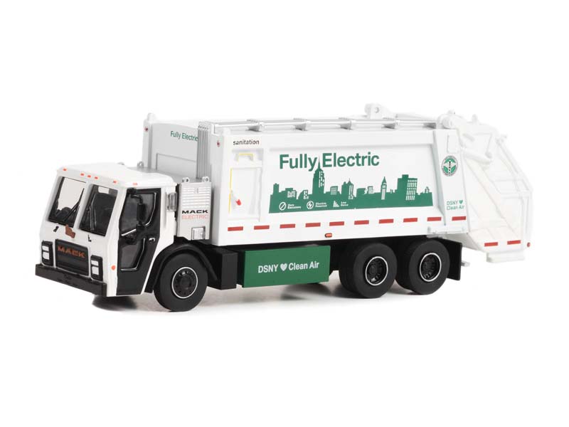 2021 Mack LR Electric Rear Loader Refuse Truck - New York City “Fully Electric” (S.D. Trucks) Series 17 Diecast 1:64 Scale Model - Greenlight 45170C