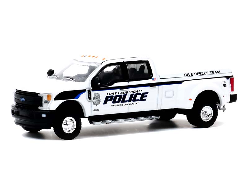 2019 Ford F-350 Dually - Fort Lauderdale Florida Police Department Dive Team (Dually Drivers) Series 4 Diecast 1:64 Model - Greenlight 46040F