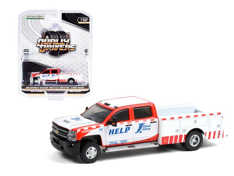 CHASE 2018 Chevrolet Silverado 3500 Dually Service Bed "Illinois Tollway" "Dually Drivers" Series 7 Diecast 1:64 Model - Greenlight 46070D
