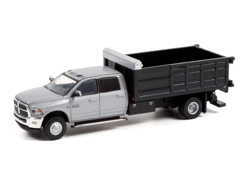 2018 Ram 3500 Dually Landscaper Dump Truck - Bright Silver Metallic (Dually Drivers) Series 8 Diecast 1:64 Scale Model - Greenlight 46080E