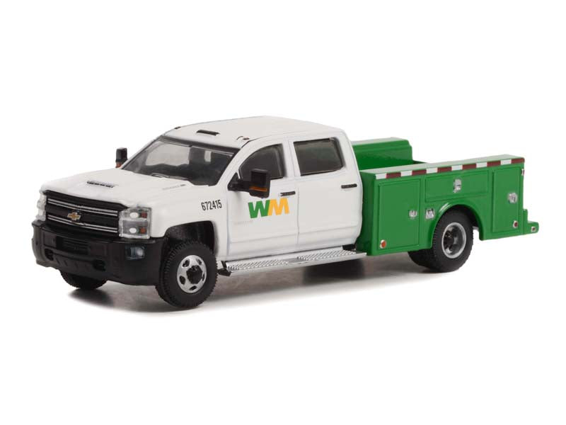 2018 Chevrolet Silverado 3500 Dually Service Bed - Waste Management (Dually Drivers) Series 10 Diecast 1:64 Scale Model - Greenlight 46100C