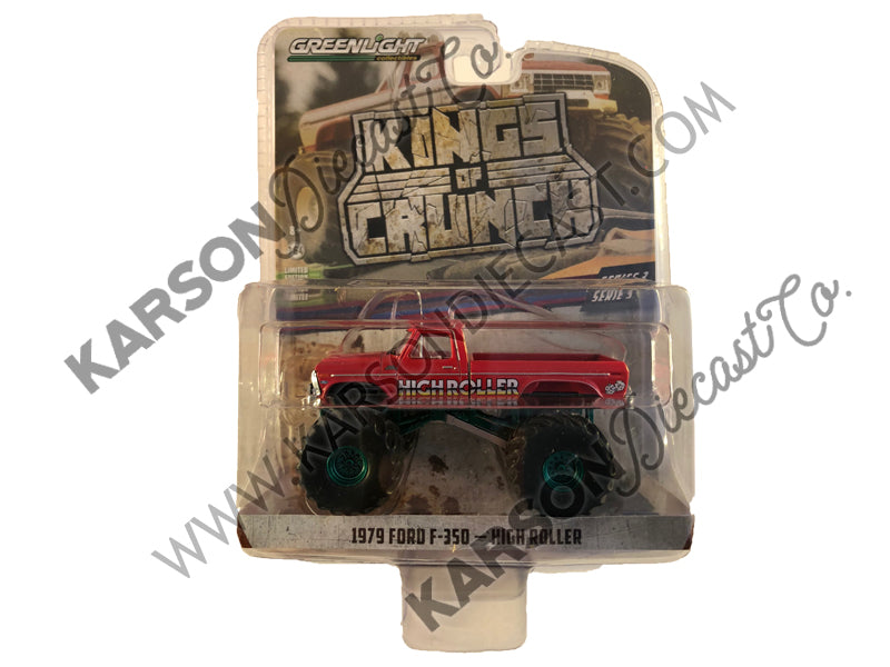 1979 Ford F-350 Monster Truck "High Roller" "Kings of Crunch" Series 3 1:64 Diecast Model - Greenlight - 49030D - CHASE GREEN MACHINE
