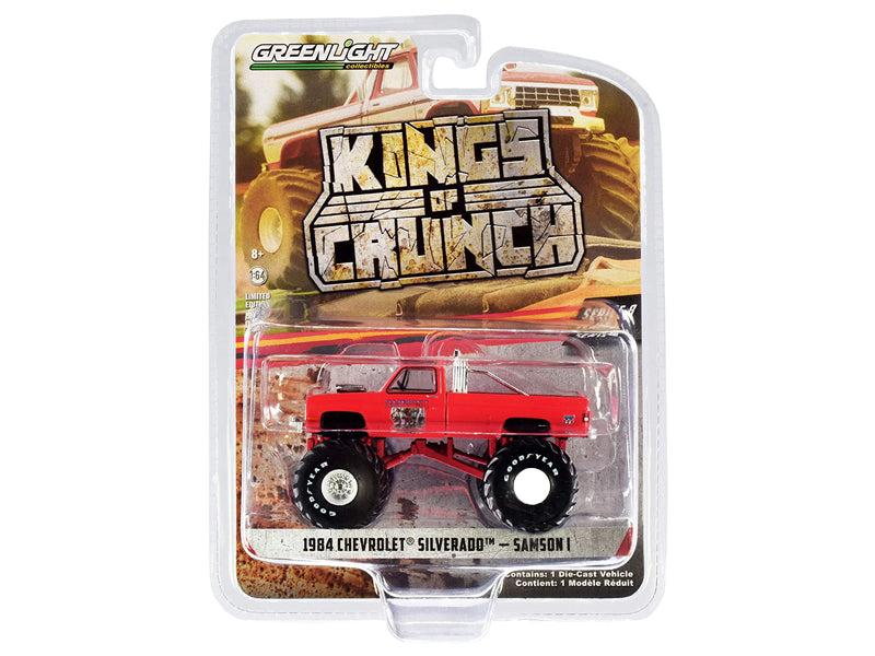 1984 Chevrolet Silverado Monster Truck Red - Samson I (Kings of Crunch) Series 8 Diecast 1:64 Model - Greenlight 49080E