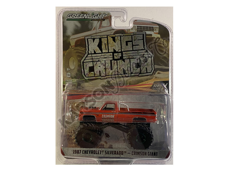 CHASE 1987 Chevrolet Silverado Monster Truck - Crimson Giant (Kings of Crunch Series 8) Diecast 1:64 Scale Model - Greenlight 49080F
