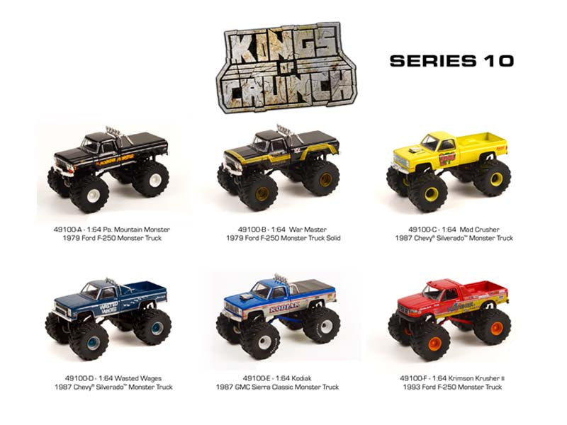 Kings of Crunch Series 10 SET OF 6 Diecast 1:64 Scale Models - Greenlight 49100