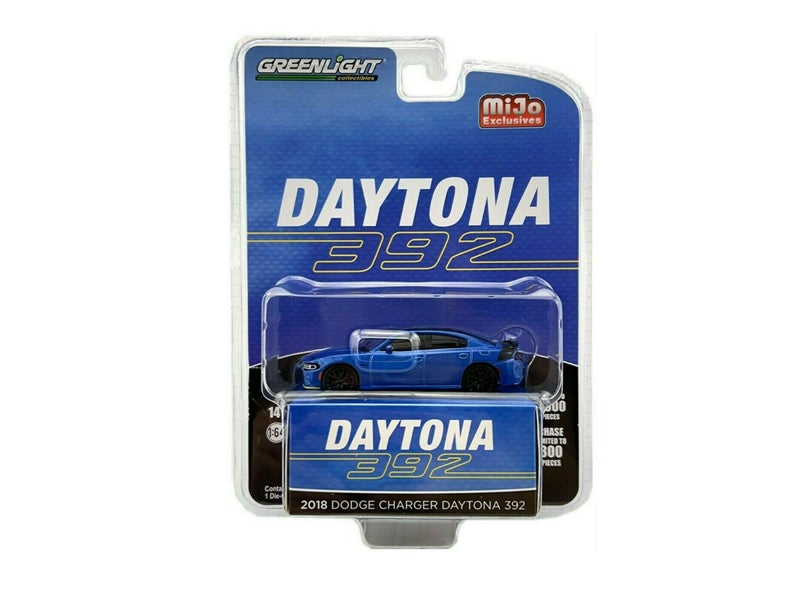 2018 Dodge Charger Daytona 392 - Blue Metallic w/ Black Top Limited to 3300 pcs (MiJo Exclusive) Diecast 1:64 Model Car - Greenlight 51424