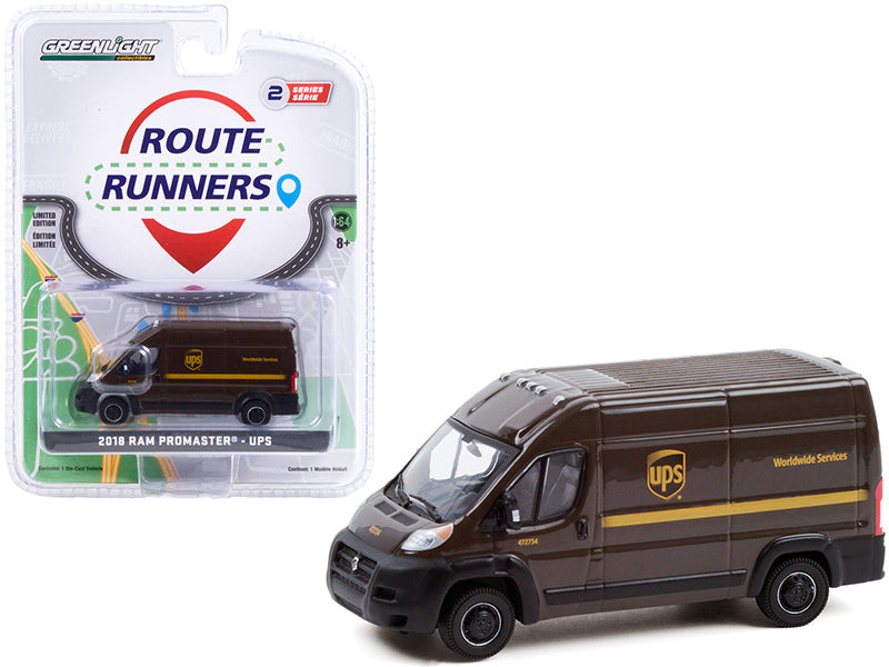 CHASE 2018 Ram ProMaster 2500 Cargo High Roof Van (UPS) Worldwide Services "Route Runners" Series 2 Diecast 1:64 Model - Greenlight - 53020D