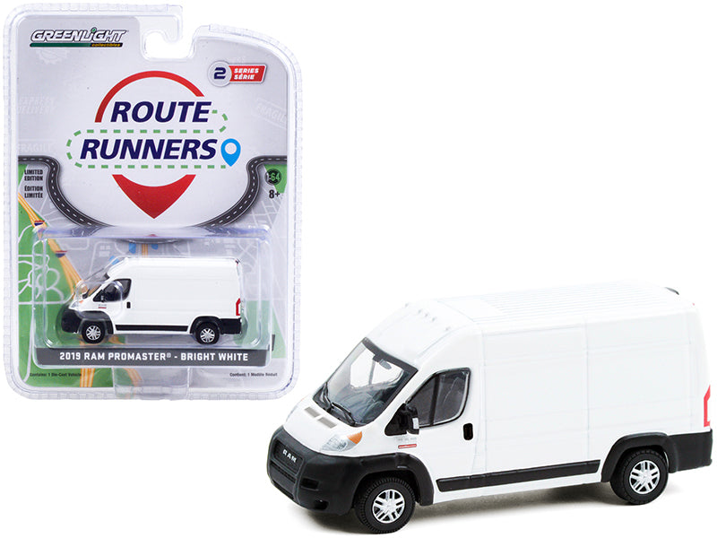 CHASE 2019 Ram ProMaster 2500 Cargo High Roof Van Bright White "Route Runners" Series 2 Diecast 1:64 Model - Greenlight - 53020F