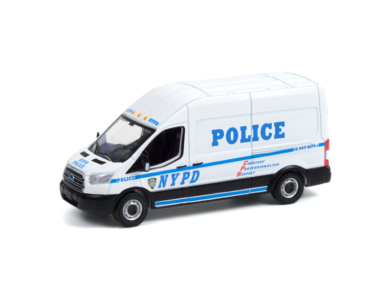 CHASE 2015 Ford Transit LWB High Roof - NYPD (Route Runners) Series 3 Diecast 1:64 Scale Model - Greenlight 53030A