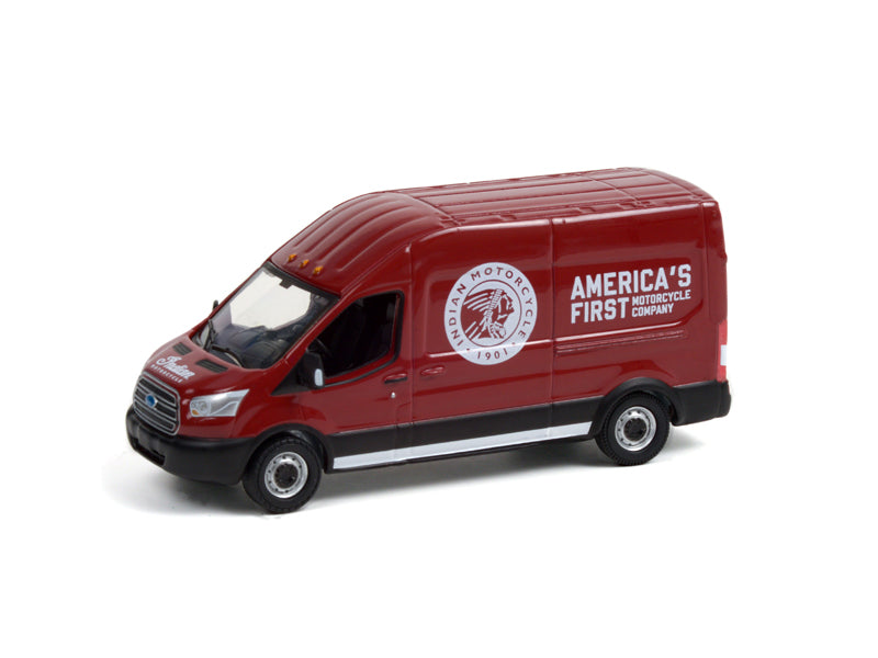 CHASE 2015 Ford Transit LWB High Roof - Indian Motorcycles (Route Runners) Series 3 Diecast 1:64 Scale Model - Greenlight 53030B