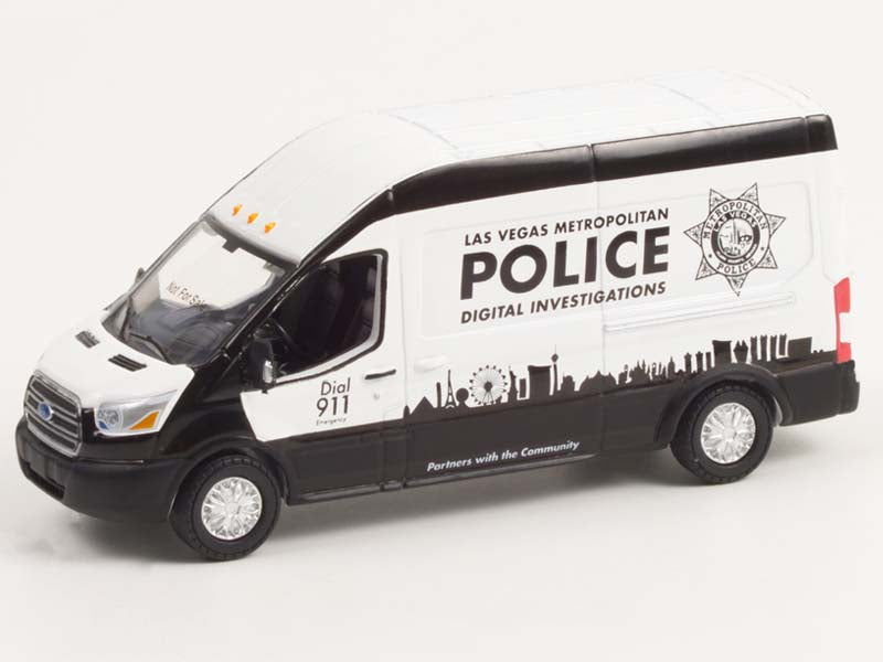 2019 Ford Transit LWB High Roof - Las Vegas Police Digital Investigations (Route Runners) Series 4 Diecast 1:64 Scale Model - Greenlight 53040E