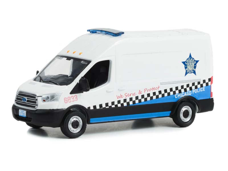 2019 Ford Transit LWB High Roof - Chicago Police "We Serve & Protect" (Route Runners) Series 5 Diecast 1:64 Scale Model - Greenlight 53050B