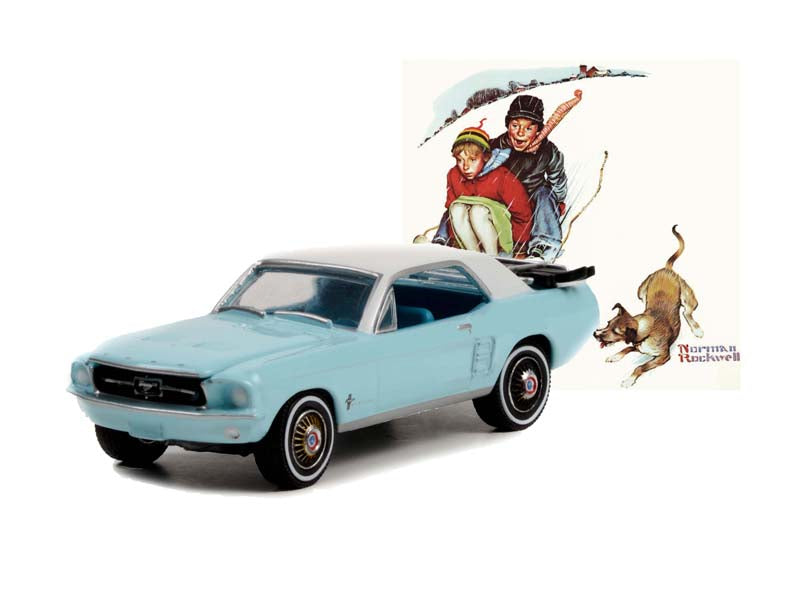 1967 Ford Mustang Coupe w/ Trunk Ski Rack and Skis (Norman Rockwell) Series 4 Diecast 1:64 Scale Model - Greenlight 54060D