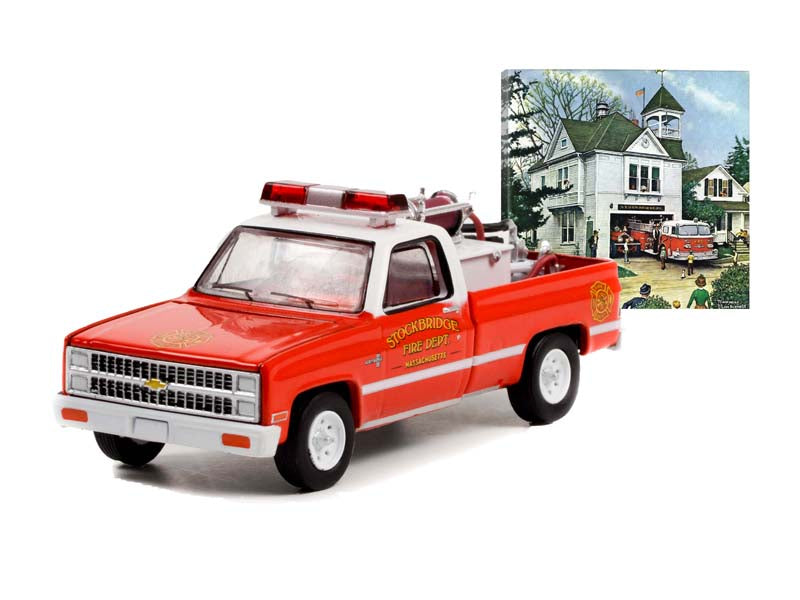 1981 Chevrolet K20 Scottsdale - Stockbridge Fire Department (Norman Rockwell) Series 4 Diecast 1:64 Scale Model - Greenlight 54060E