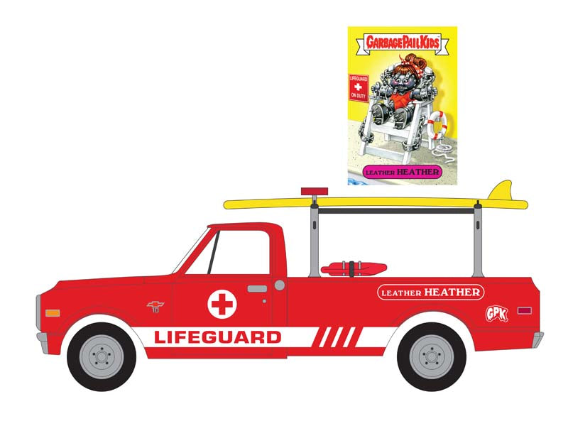 1968 Chevrolet C-10 Lifeguard on Duty - Leather Heather (Garbage Pail Kids) Series 4 Diecast 1:64 Model Car - Greenlight 54070C