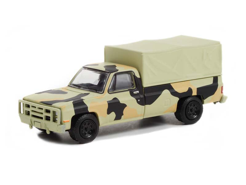 1984 Chevrolet M1008 CUCV - Camouflage w/ Cargo Cover (Battalion 64) Series 1 Diecast 1:64 Scale Model - Greenlight 61010E