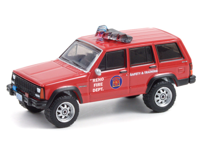 1990 Jeep Cherokee - Reno, Nevada Fire Department (Fire & Rescue) Series 1 Diecast 1:64 Scale Model Truck - Greenlight 67010D