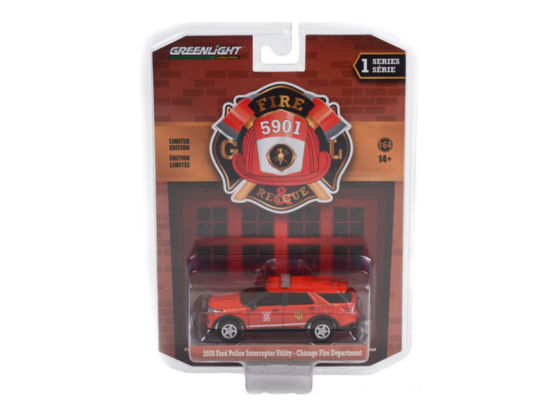 2020 Ford Police Interceptor Utility Chicago Illinois Fire Department Battalion Chief "Fire & Rescue Series 1" Diecast 1:64 Model - Greenlight 67010F