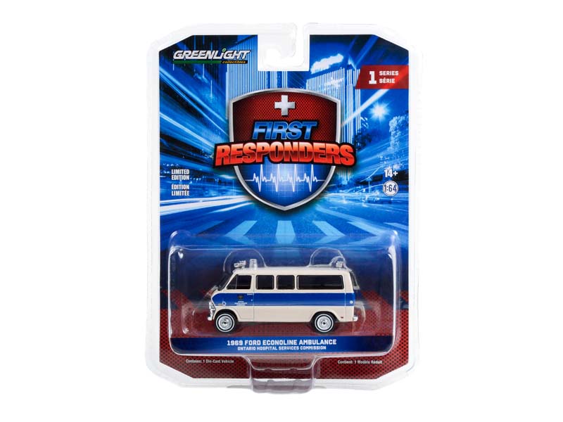 1969 Ford Econoline Ambulance - Ontario Hospital Services Commission (First Responders) Series 1 Diecast 1:64 Scale Model - Greenlight 67040A