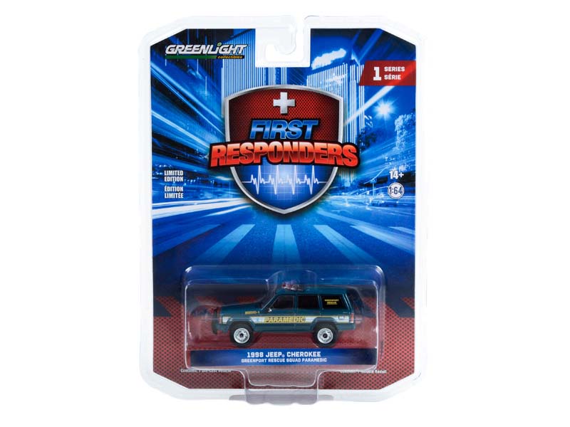 1998 Jeep Cherokee - Greenport Rescue Squad Paramedic New York (First Responders) Series 1 Diecast 1:64 Scale Model - Greenlight 67040B