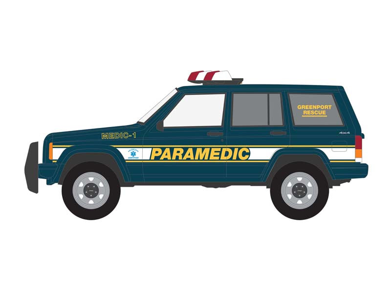 1998 Jeep Cherokee - Greenport Rescue Squad Paramedic New York (First Responders) Series 1 Diecast 1:64 Scale Model - Greenlight 67040B