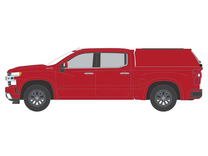 2022 Chevrolet Silverado LTD High Country w/ Camper Shell - Cherry Red (Showroom Floor) Series 2 Diecast 1:64 Scale Model Car - Greenlight 68020C
