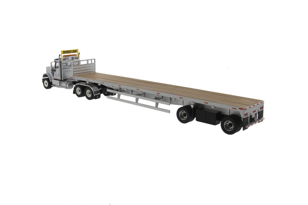International HX520 Tandem Tractor - Light Gray w/ 53' Flat Bed Trailer (Transport Series) 1:50 Scale Model - Diecast Masters 71041