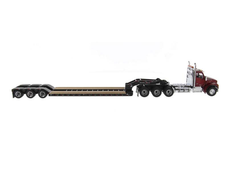 Kenworth T880 SFFA Day Cab w/ XL 120 Low-Profile HDG Trailer - Outrigger Style w/ Jeep (Transport Series) 1:50 Scale Model - Diecast Masters 71061