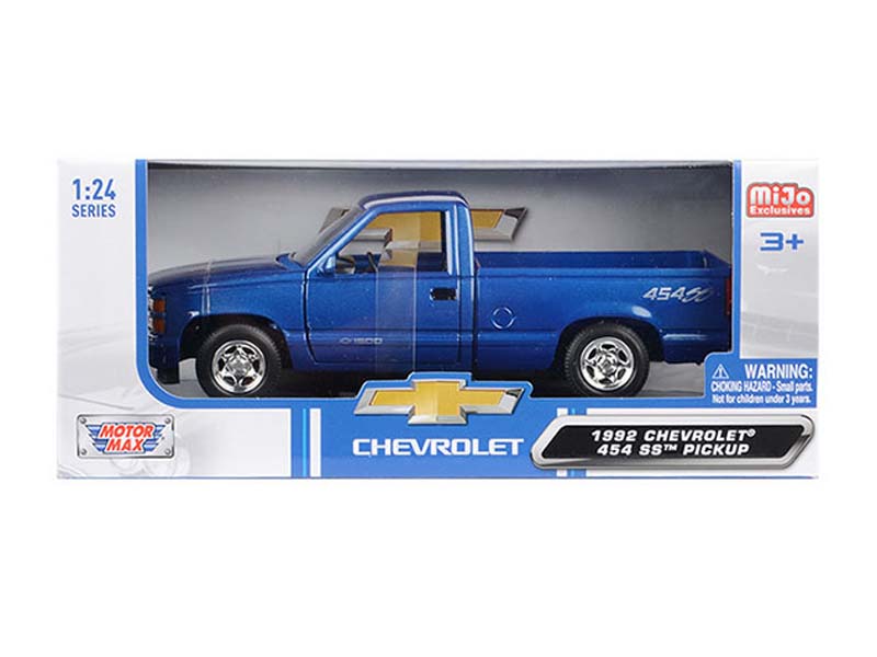 1992 Chevrolet 454 SS Pickup - Blue Metallic (MiJo Exclusives) Diecast 1:24 Scale Model - Motormax 73203MBL