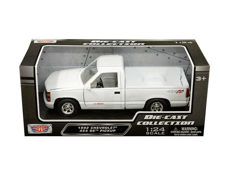 1992 Chevrolet SS 454 Pickup Truck - White Diecast 1:24 Model - Motormax 73203WH