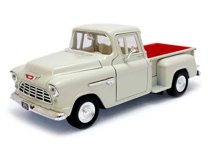 1955 Chevrolet 5100 Stepside Pickup - White (American Classic) Diecast 1:24 Scale Model - Motormax 73236WH