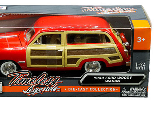1949 Ford Woody Wagon - Red (Timeless Legends) Diecast 1:24 Model Car - Motormax 73260RD