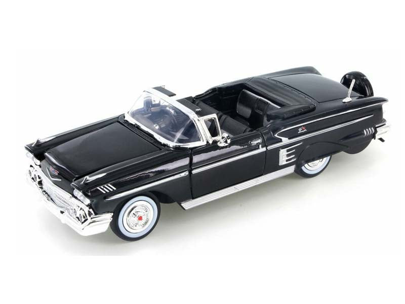 1958 Chevrolet Impala Convertible - Jet Black (Timeless Legends) Diecast 1:24 Model Car - Motormax 73267BK