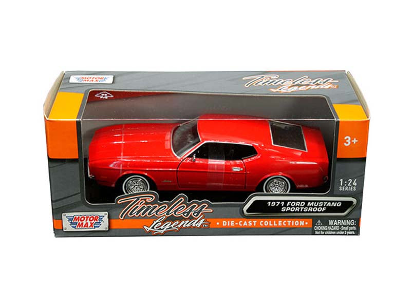 1971 Ford Mustang Sportsroof - Red (Timeless Legends) Diecast 1:24 Scale Model Car - Motormax 73327RD