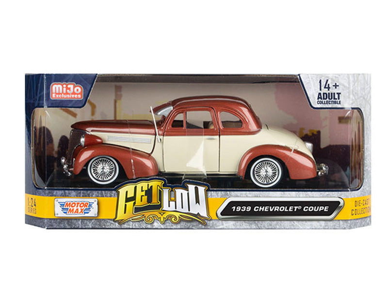 1939 Chevrolet Coupe Lowrider - Two Tone Beige (Get Low) Diecast 1:24 Scale Model - Motormax 79028BG