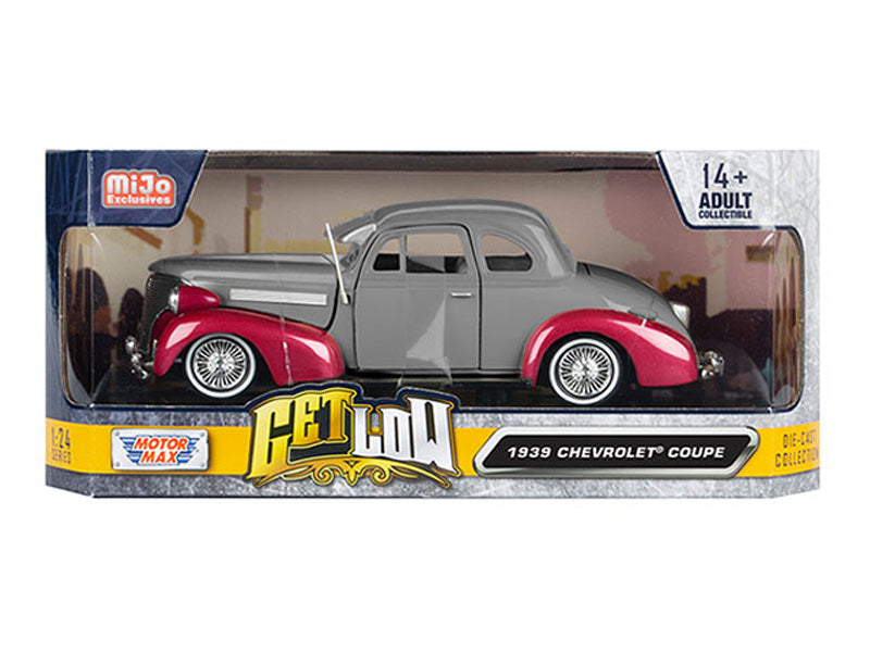 1939 Chevrolet Coupe Lowrider - Two Tone Grey (Get Low) Diecast 1:24 Scale Model - Motormax 79028GRY
