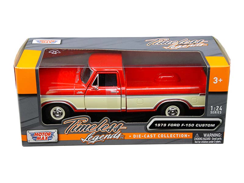 1979 Ford F150 Custom Truck - 2 Tone Red / Cream (Timeless Legends) Diecast 1:24 Scale Model - Motormax 79346RDCRM