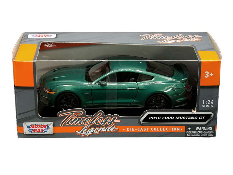 2018 Ford Mustang GT Dark Green (Timeless Legends) Diecast 1:24 Scale Models - Motormax 79352DKGRN