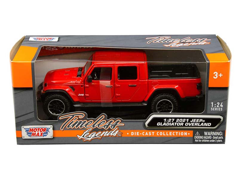 2021 Jeep Gladiator Overland - Red Closed Top (Timeless Legends) Diecast 1:24 Scale Model - Motormax 79365RD