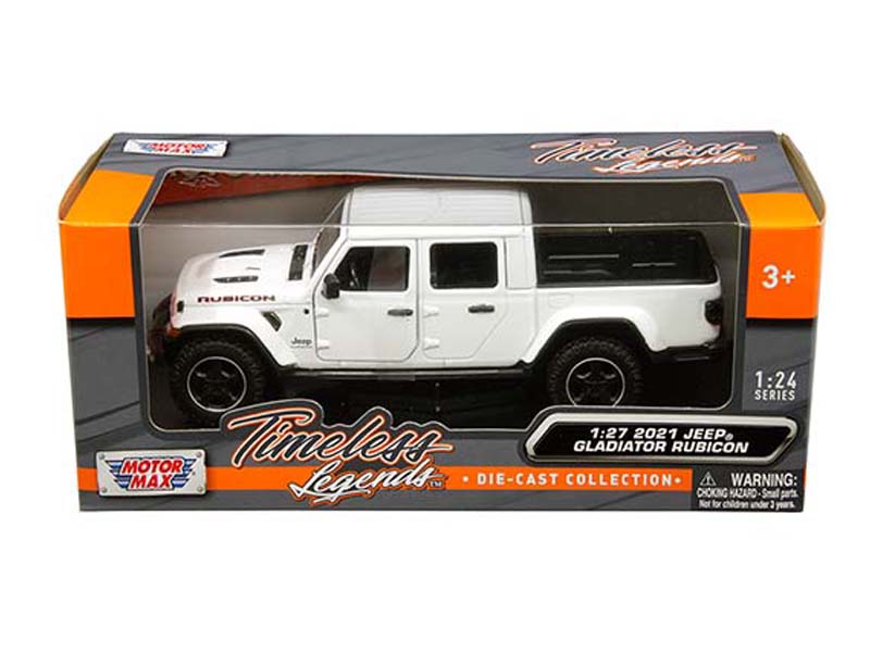 2021 Jeep Gladiator Rubicon - White Closed Top (Timeless Legends) Diecast 1:24 Scale Model - Motormax 79368WH