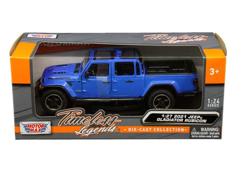 2021 Jeep Gladiator Rubicon - Open Top Pickup Truck Blue (Timeless Legends) Diecast 1:27 Model - Motormax 79370BL